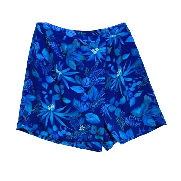 Apparenza Women's Summer Skorts Plus Size 24W Blue Floral Tropical Beach Casual - Picture 1 of 12